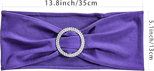 Miniatura 5 de Obstal 50 cintas elásticas de elastano para sillas de recepción de boda, bandas elásticas universales para sillas con hebilla deslizante para