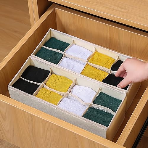 Miniatura 4 de Qozary Paquete de 3 divisores organizadores de cajones de ropa interior, cajas de almacenamiento plegables para ropa, calcetines, lencería, ropa