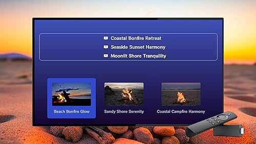 Sandy Beach Bonfire Glow - Transforme sua TV Fire e seu tablet em um refúgio litorâneo relaxante - S