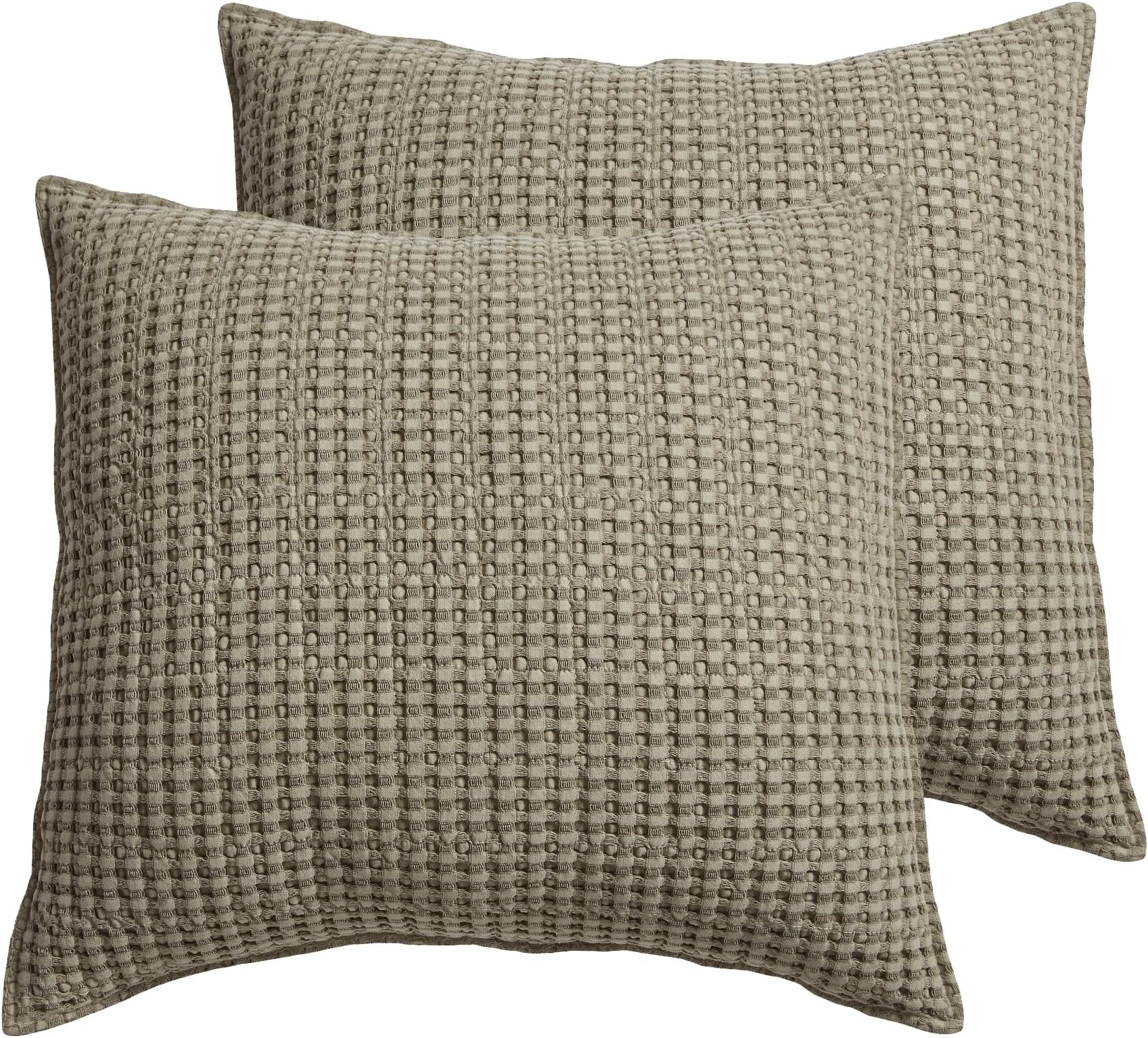 Mills Waffle - Euro Sham (Set of Two) - Taupe - Sham Size (26x26in.), No Insert