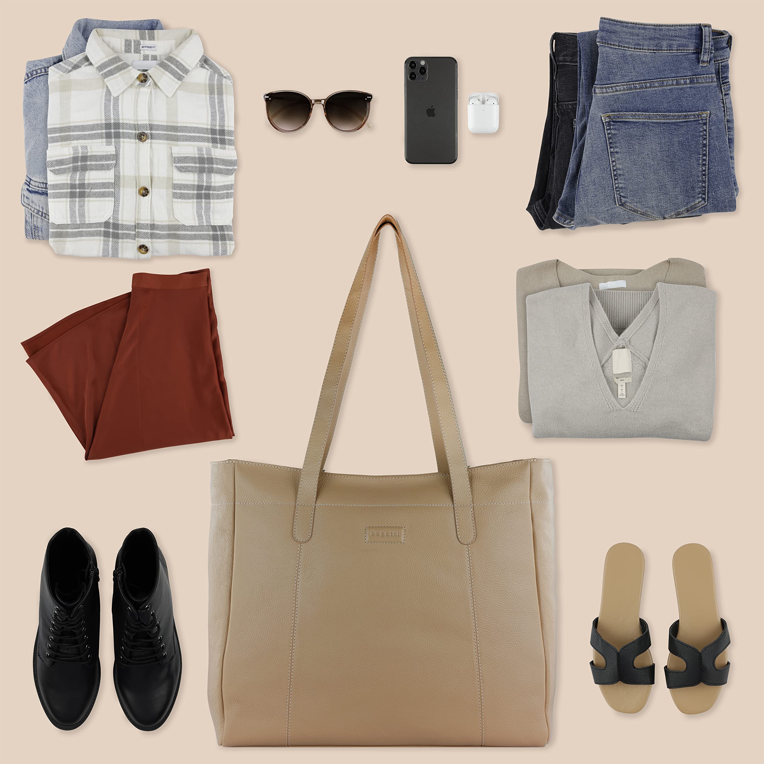 bugatti ELSA Reisetasche aus Leder, Weekender für den Urlaub, Gymtasche für Sport, Sand