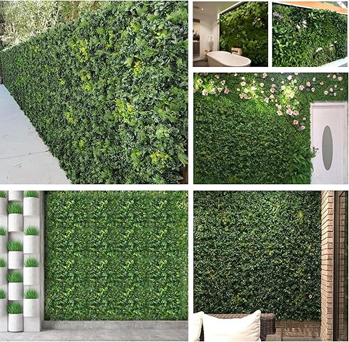 Miniatura 8 de Boshen Telón de fondo de pared de césped artificial, 6 paneles de boj de 20 x 20 pulgadas, paneles de pared de seto de boj de hierba, telón de fondo