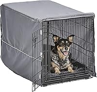 MidWest Homes for Pets 36-Inch Double Door Dog Crate Kit with Gray Bed & Cover - Ideal for Medium to Large Breeds