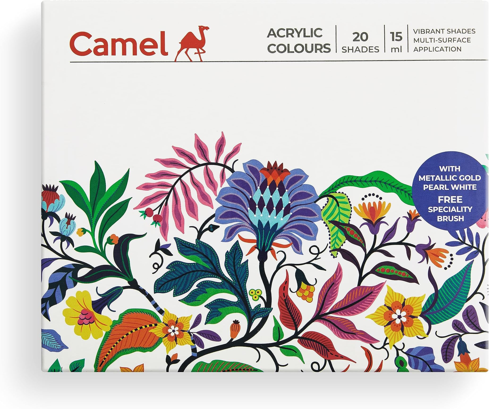 Camel Acrylic Ultra, Pearl and Metallic Colour Set - Pack of 20 shades