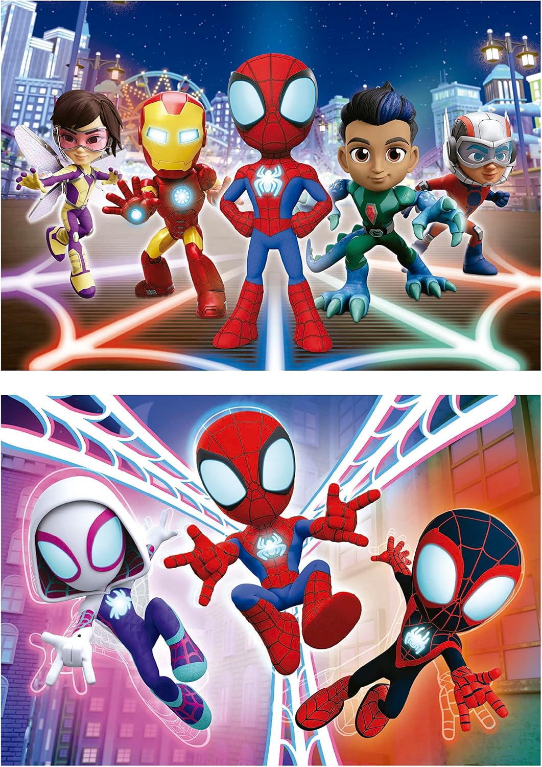 Educa - Spidey & Amazing Friends | Set of 2 Wooden Puzzles with 16 Pieces Each and Big Pieces. Size: 26 x 18 cm. +3 Years (19579)