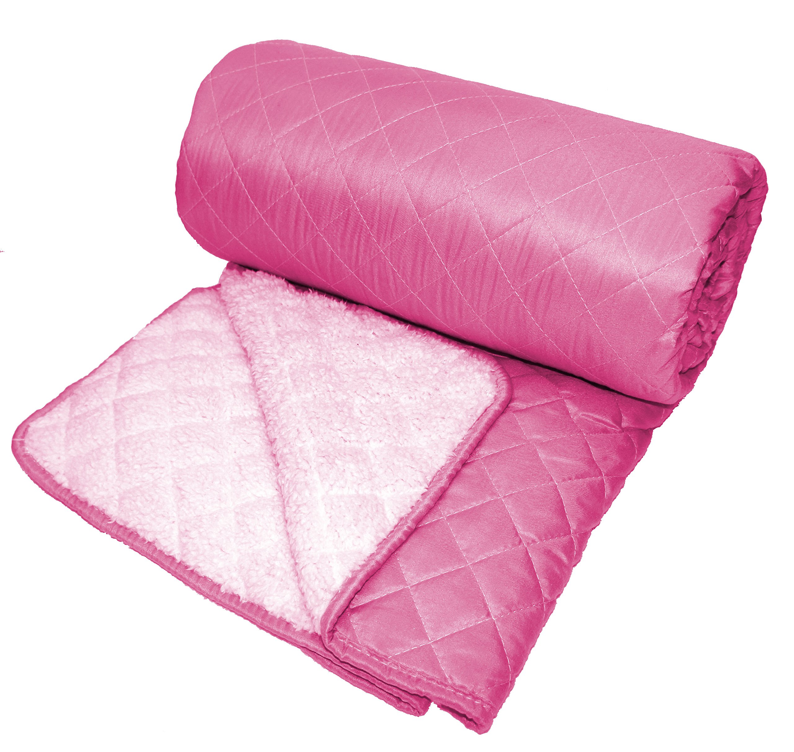 Sherpa Throws Blanket Double Bed Size Flannel Fleece Luxury Sofa Bed Large Soft Warm Throws (Quilted Throw Pink)