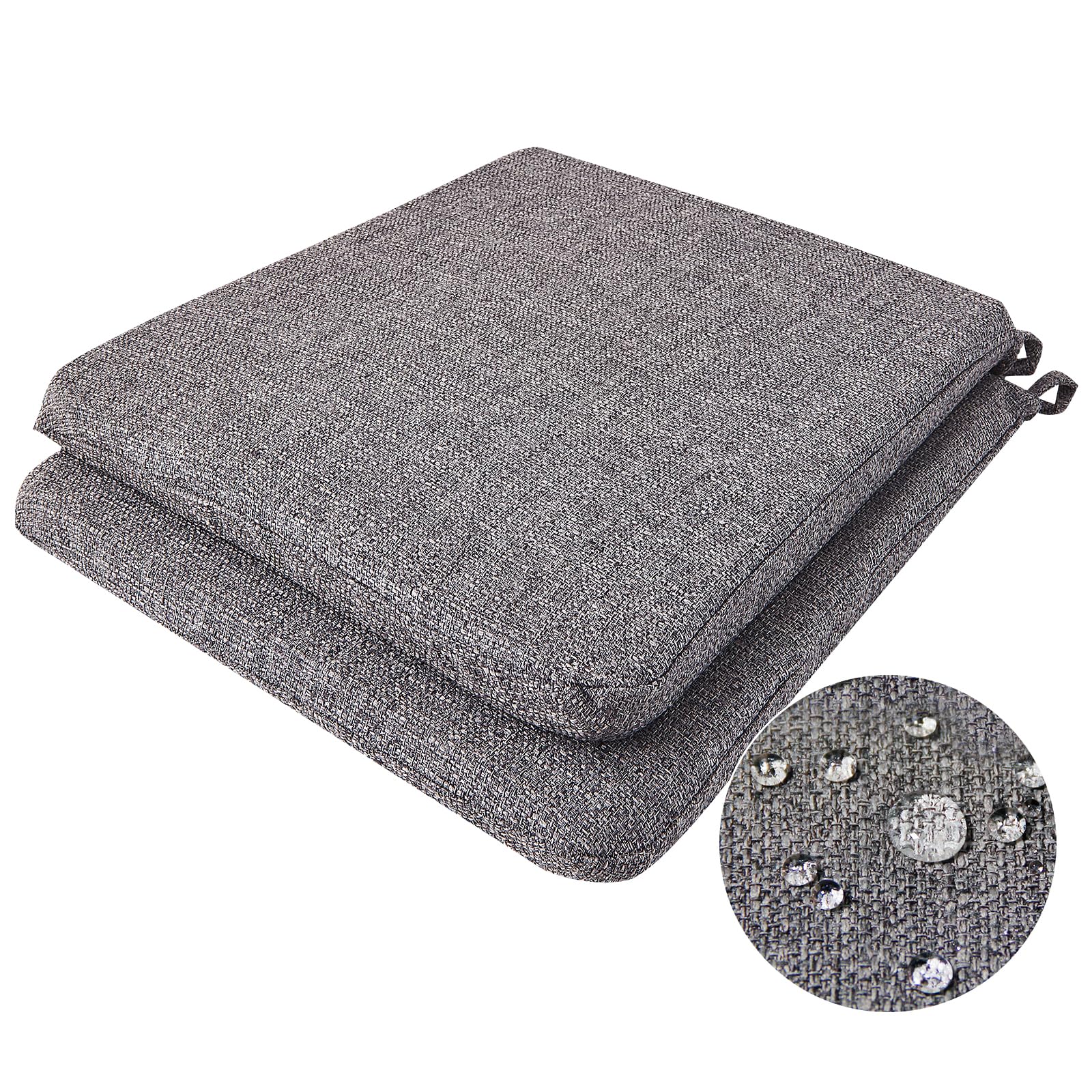 Coussins de chaise gris clair 38-42 cm trapézoïdaux avec attaches intérieur extérieur