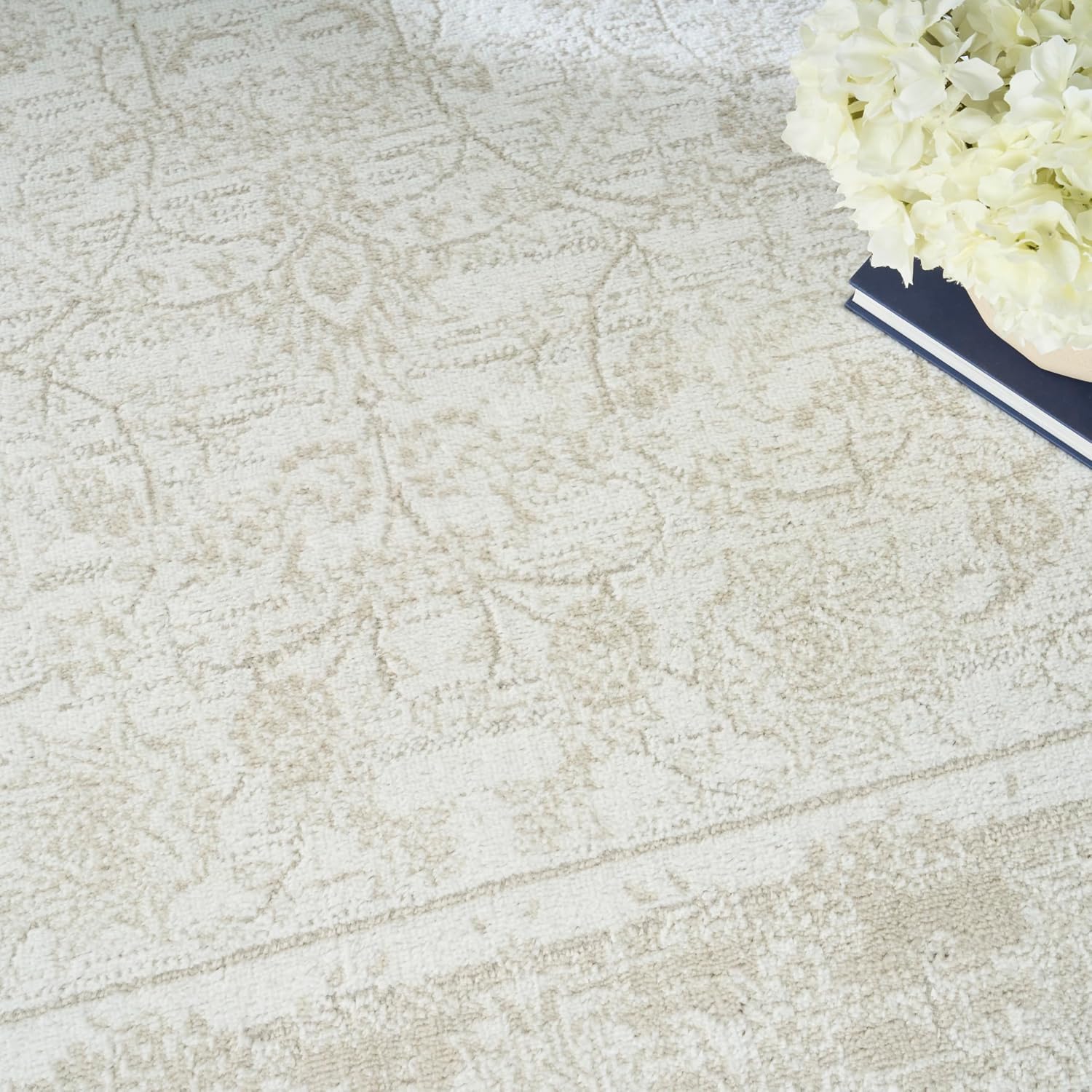 Nourison Home Dekor Ivory Taupe 4' x 6' Area Rug - Easy Clean, Non Shedding, Bed Room, Living Room, Dining Room, Kitchen (4' x 6')