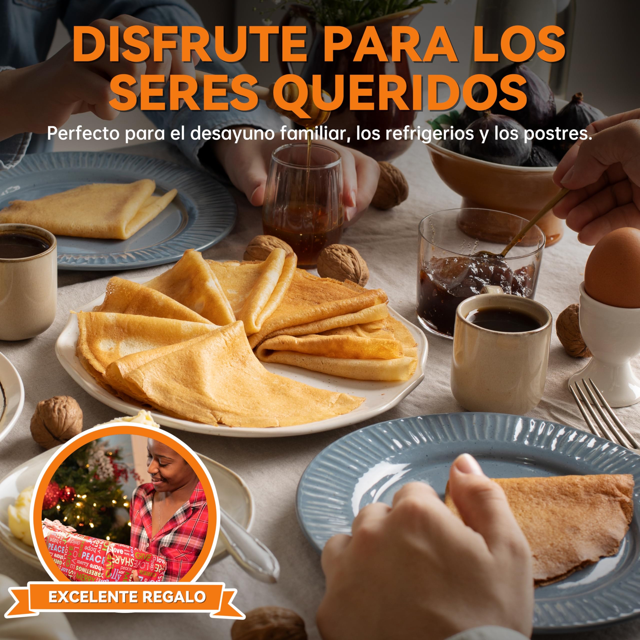 Baker's Friend Máquina Instantánea para Hacer Crepes, Sartén para Crepes con Mango a Prueba de Quemaduras, Superficie de Cocción Antiadherente de 20 cm, Control Automático de Temperatura, Grafito