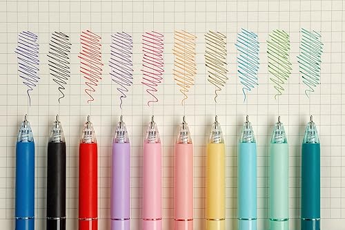 Miniatura 2 de FLEXOFFICE 10 bolígrafos, tinta multicolor, punta media de 0.028 in, agarre cómodo con adhesivo de Navidad y tarjeta de felicitación