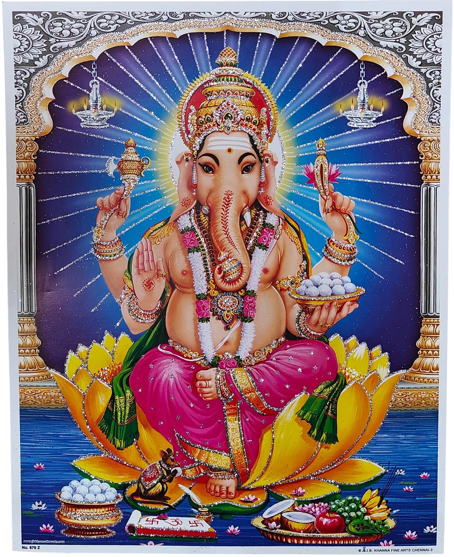 Rastogi Handicraft Best Of Indian Reprint Hindu God Poster/Picture With Unframed (Blessing-Ganesh-Ji-11 X9)