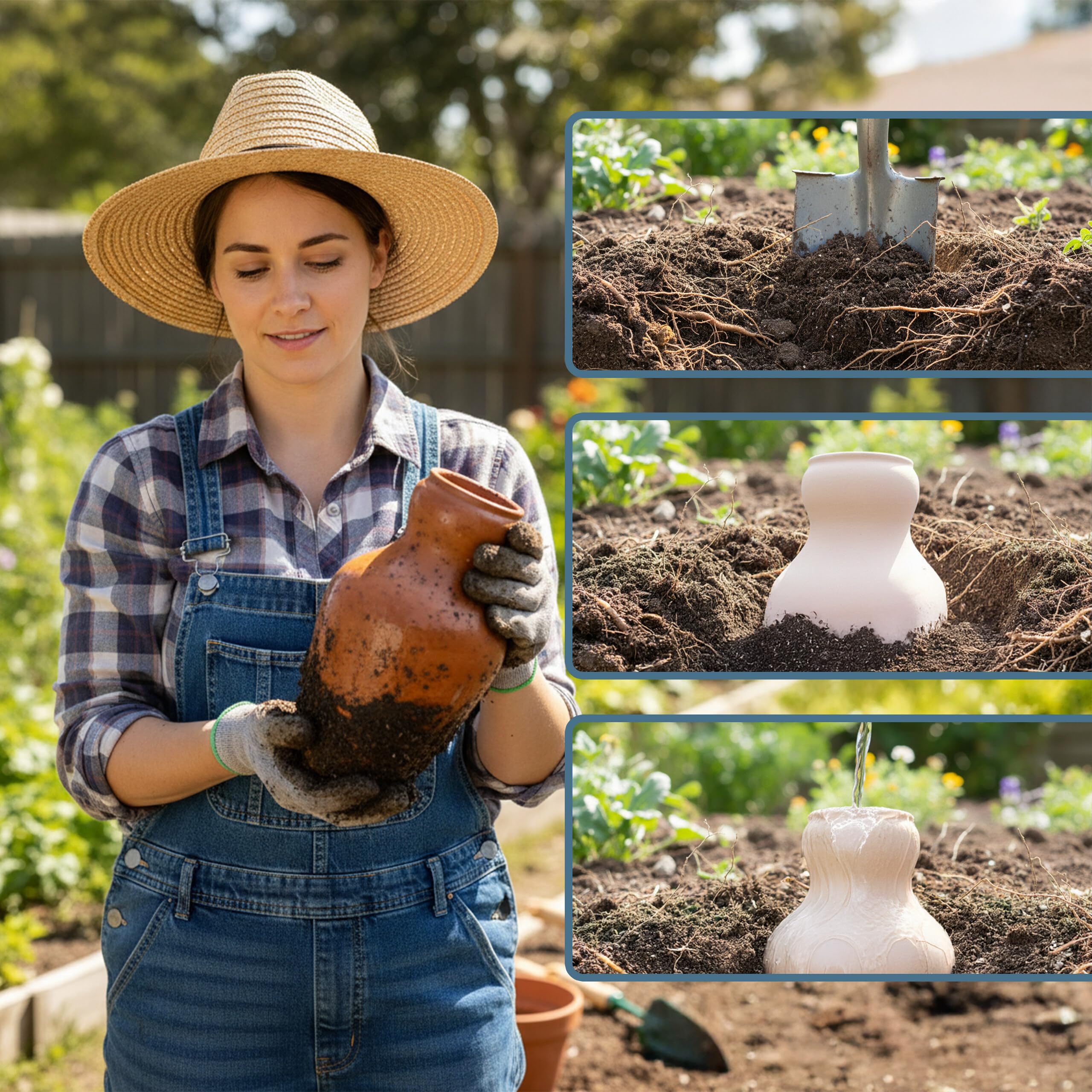 Relaxdays Olla 3l Céramique Arrosage Souterrain Potager Serre Pot Terre Cuite