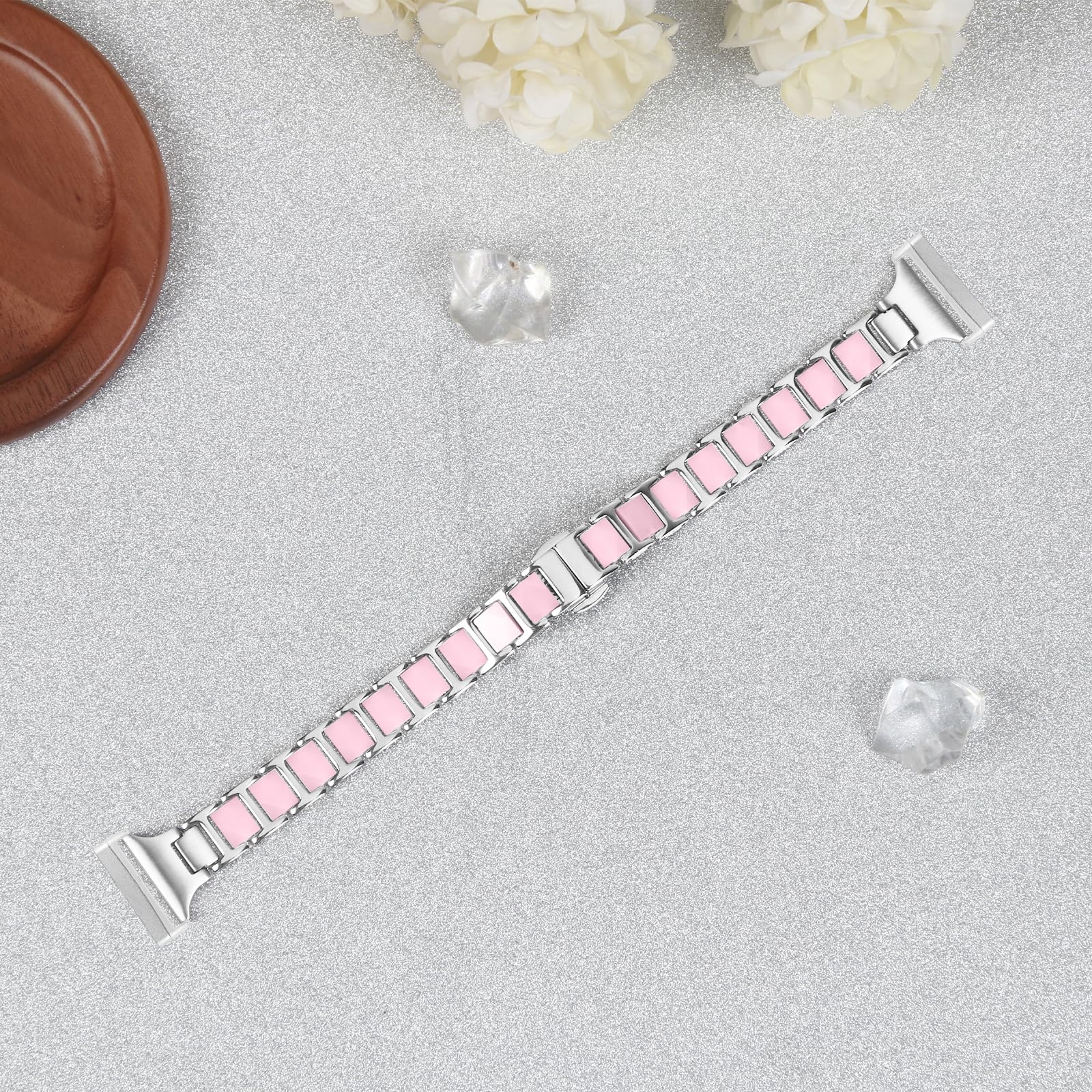 Bracelets pour Femmes Et Hommes Compatible avec Fitbit Versa 4 / Versa 3 / Sense, Bracelet De Sport De Rechange en Acier Inoxydable Compatible avec Versa Pink,1
