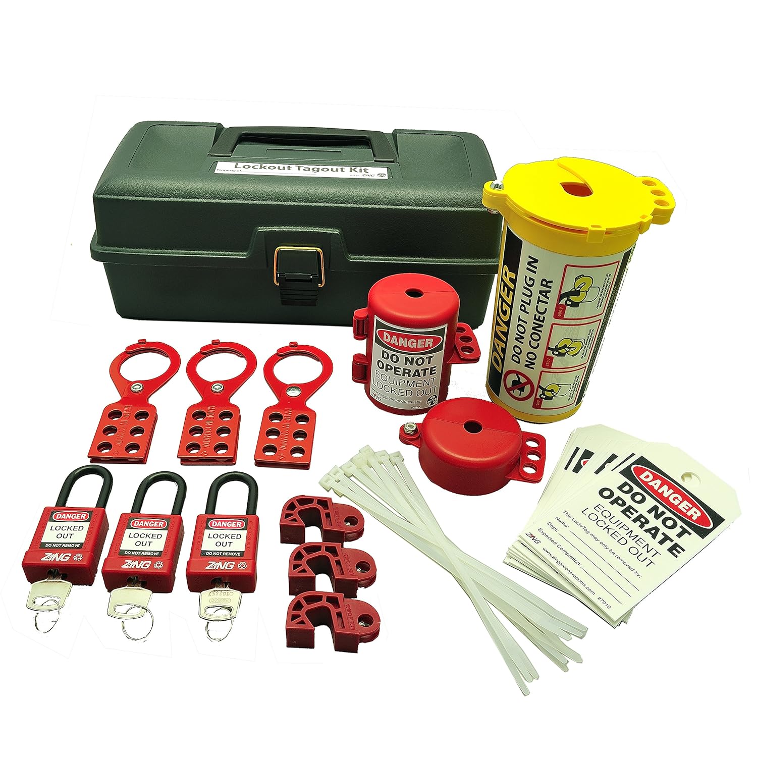 Zing Green Products 7129 RecycLockout Lockout Tagout Kit, Deluxe Tool Box, 32 Components