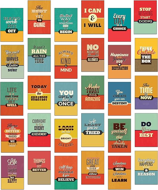 Inspirational and Motivational Postcards in" Reto Style" Set of 30 Postcards. 30 Different Motivational and Inspirational Quotes