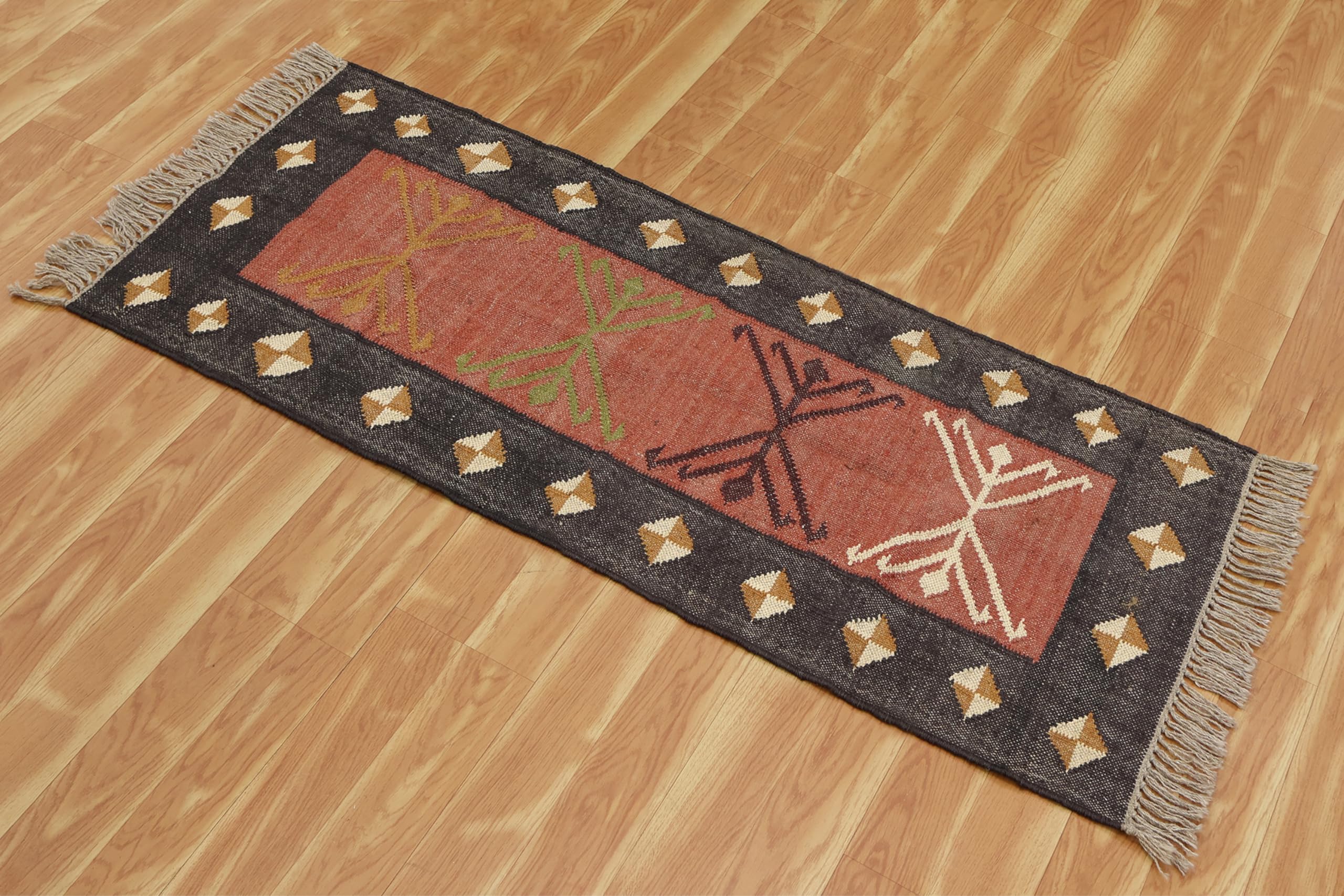Tappeto Kilim reversibile, 5 x 20 cm, in lana e iuta, tessuto a mano, per interni ed esterni, ad alto traffico, per camera da letto, comodino, cucina, corridoio
