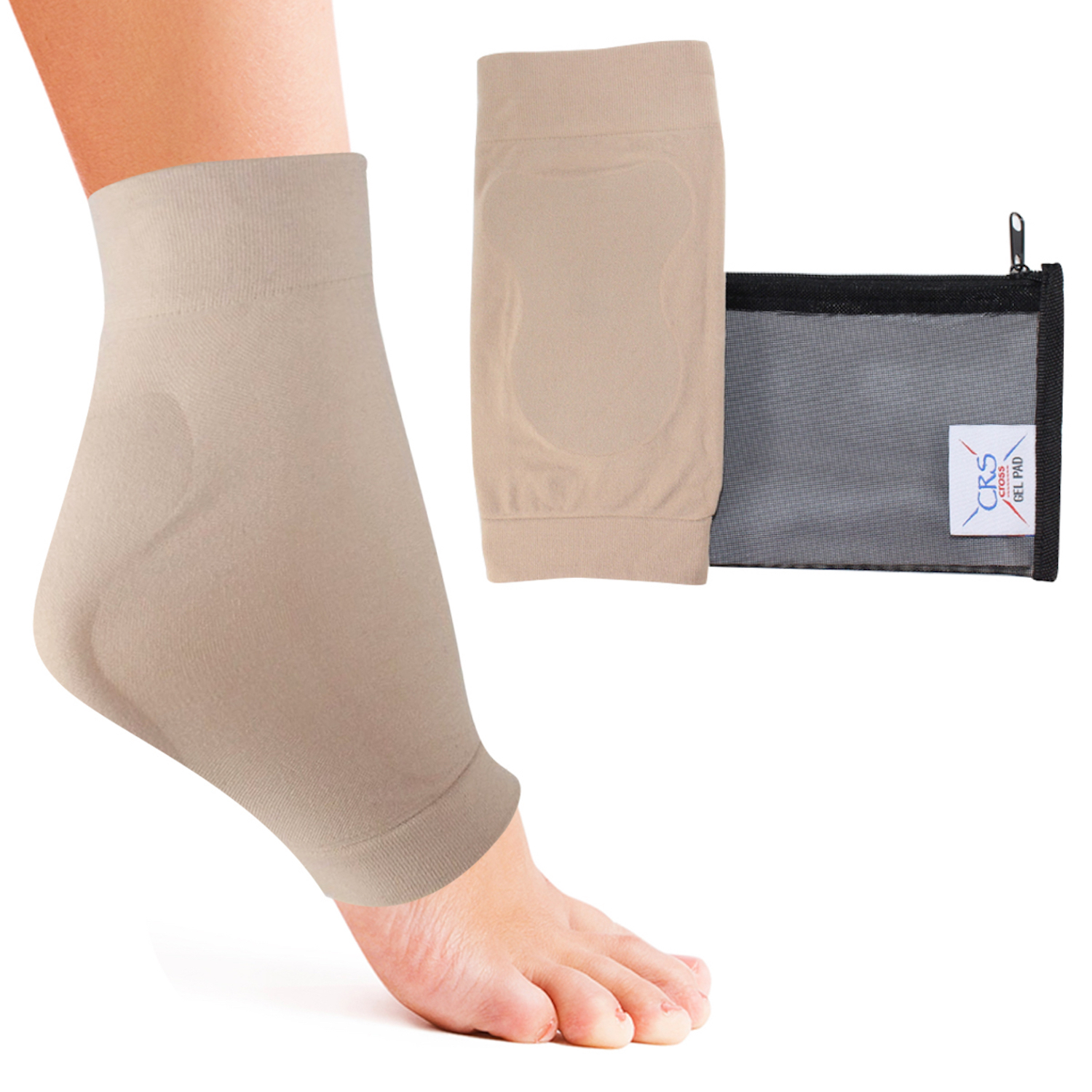 Image of CRS Cross Achilles Heel Gel Sleeves for Skating, Hockey. Pair, X-Large (Pack of 2)