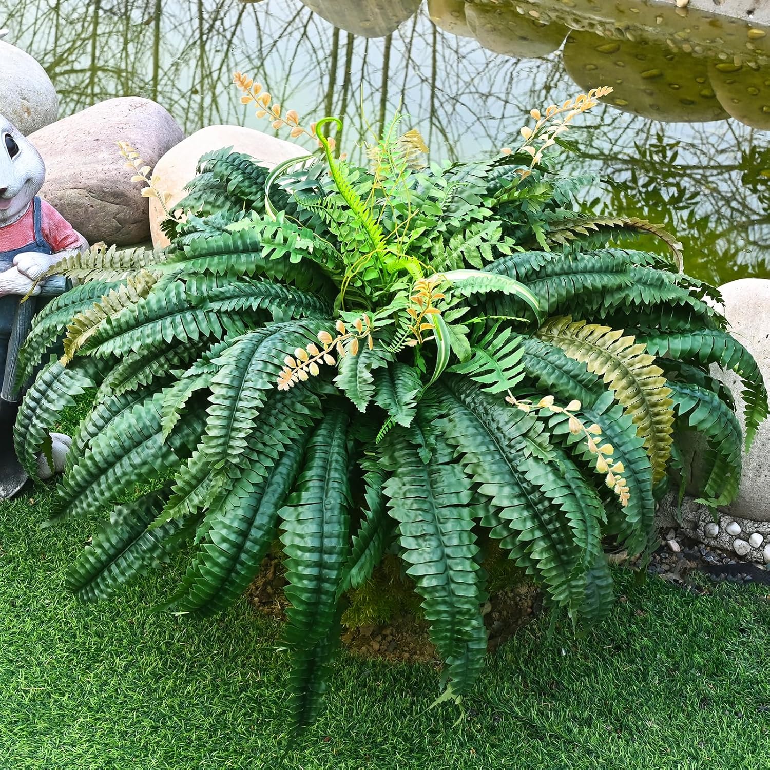 MARTINE MALL 48 inch 133 Leaves Fake Ferns Artificial Ferns for Outdoors Look Real, Large Faux Boston Ferns for Outdoor Planter Realistic UV Resistant Artificial Faux Plants Outdoor for Porch Patio - Image 9