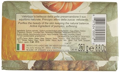 Miniatura 2 de Saponeria Nesti Firenze Pumpkin Soap with Active Ingredient,"Horto Botanico" Line 8.8 Ounces (250g) Packages (Pack of 6)  Italian Import