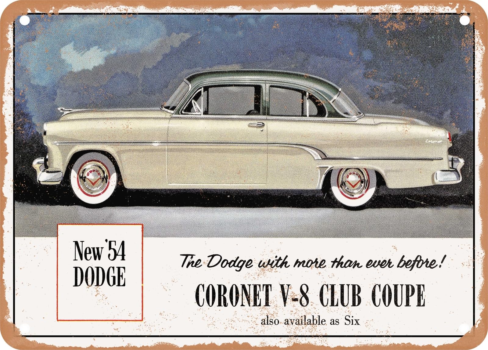 Miaomansenstore Metal Sign - 1954 Dodge Coronet V8 Club Coupe Vintage Ad Home Decor