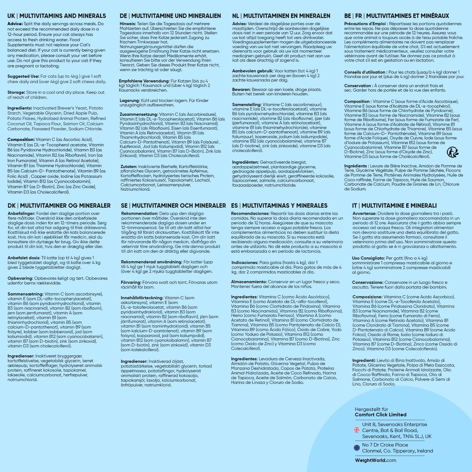 Animigo Multivitamine für Katzen - 120 Vitamine Kausnacks - Mit Vitamin B Komplex(Biotin, Folsäure), C, D3, Kalzium, Eisen, Kupfer, Jod, Zink - 18 Mineralien & Vitamine für Katzen & Kätzchen Immunität