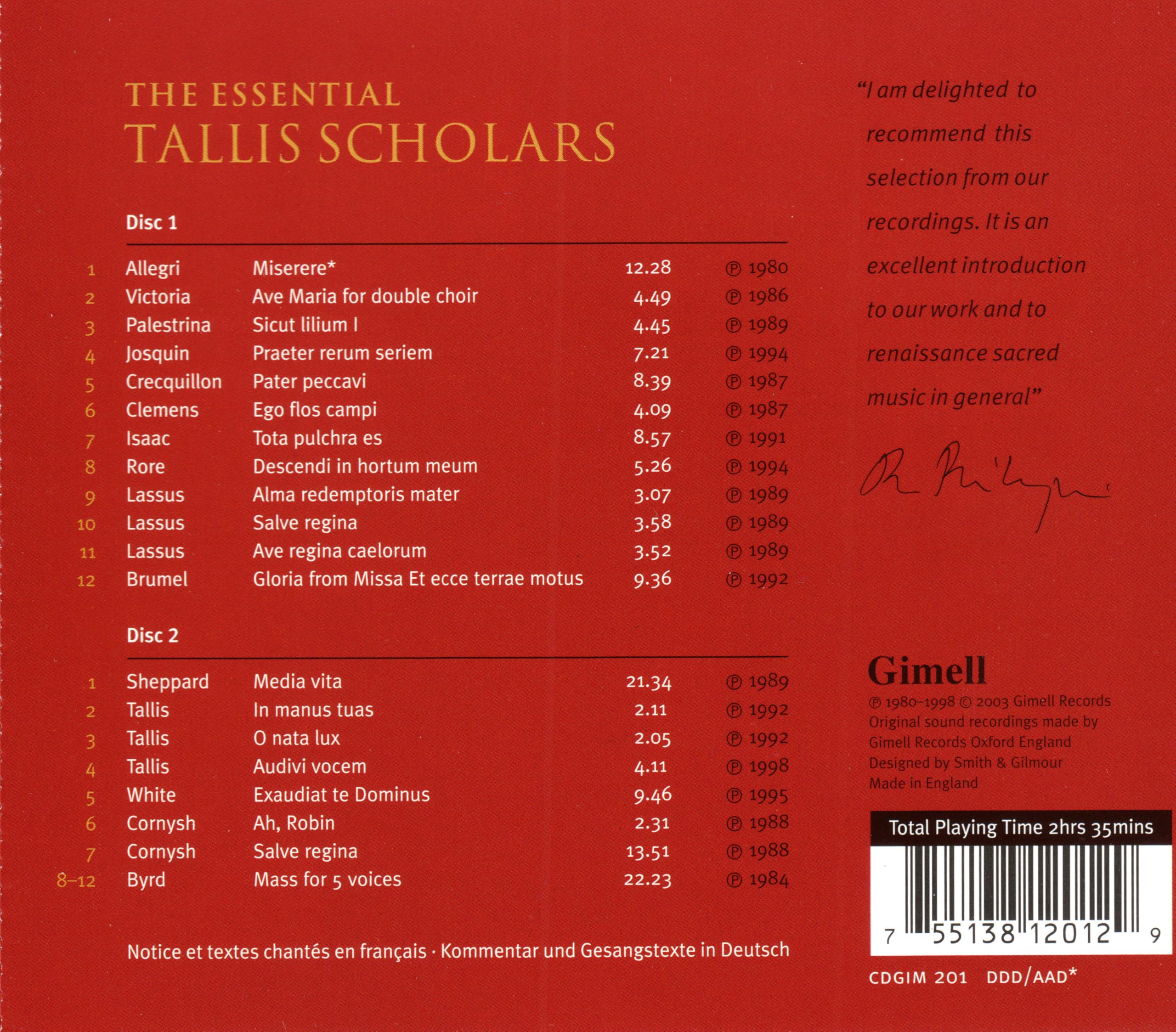 The Essential Tallis Scholars : L'Essentiel des Tallis Scholars