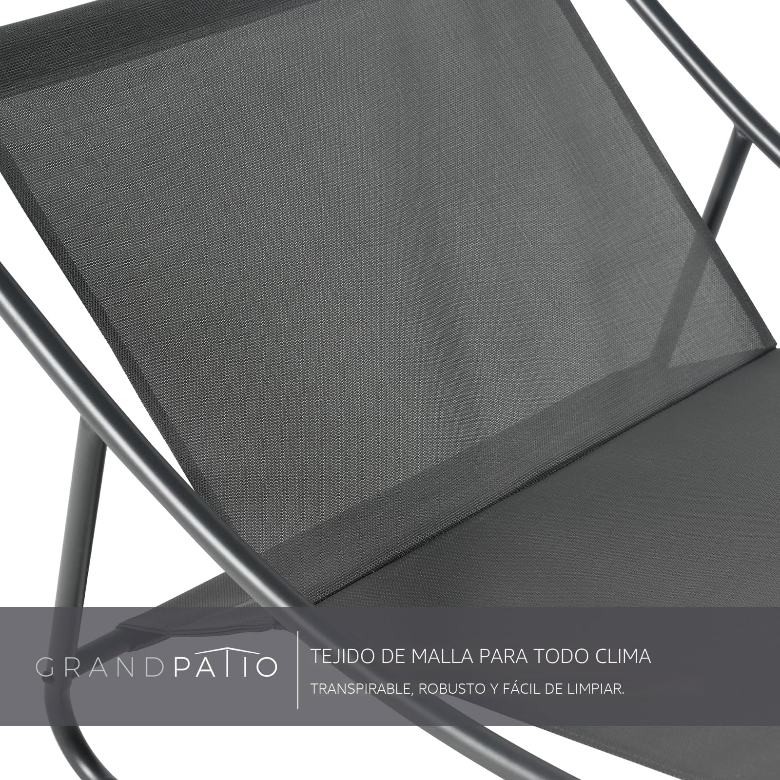 Mecedora resistente al exterior para jardín, salón y balcón, blanco roto, gris oscuro, carga máxima 150 kg