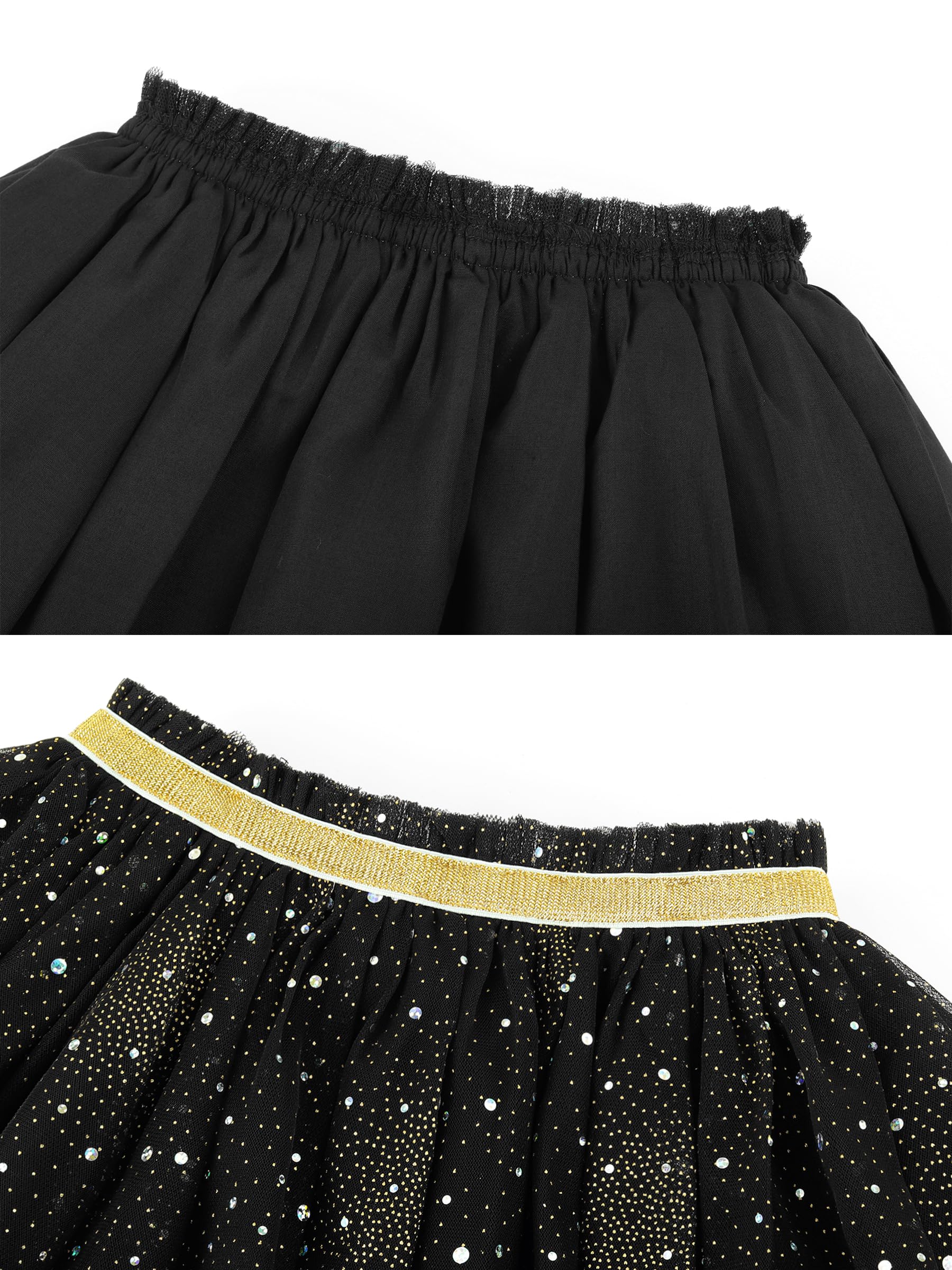 Bébé Tout-Petit Enfant Fille Jupe Tutu Ciel Étoilé Paillettes Jupe Princesse Mini Jupe Jupe de Tulle Jupe de Ballet avec Taille Élastique Adorable Mode pour Les 2-10 Ans