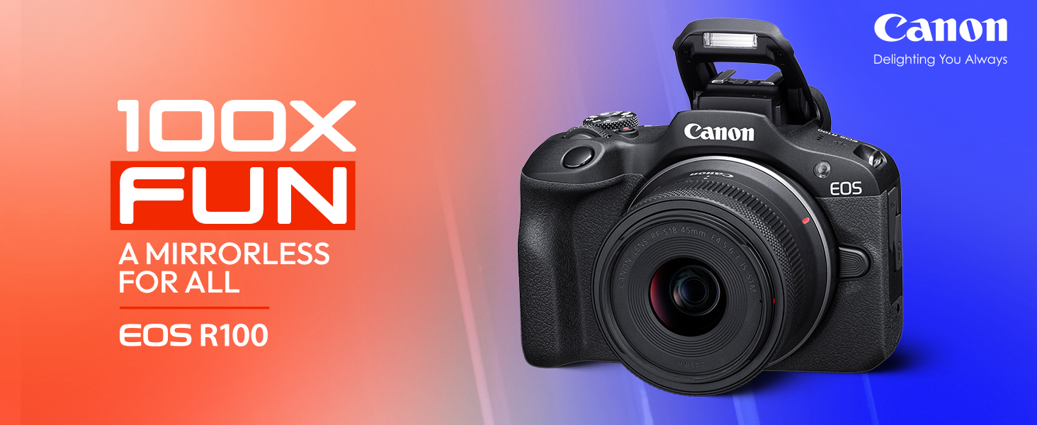 Canon EOS R100 Mirrorless Camera with RF-S18-45mm f/4.5-6.3 IS STM