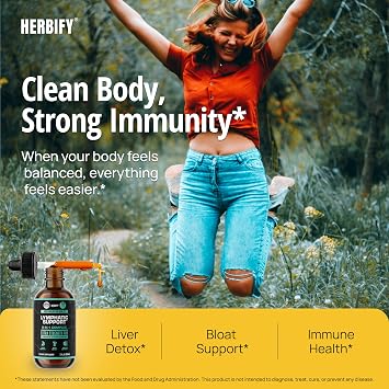 HERBIFY Lymphatic Drainage Drops for Liver Detox & Immune Support Lymph System Support Drops - Detox Cleanse - 2 Fl Oz Made in USA