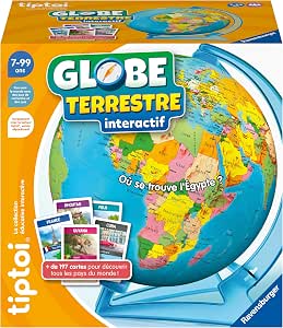 Ravensburger Tiptoi® Globe Terrestre Interactif – Sans écran – Dès 7 Ans – Aventure éducative Avec Sons Et Infos (lecteur Vendu Séparément)