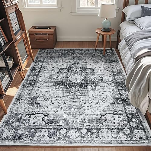 Miniatura 2 de Syalife Alfombra lavable de 3 x 5, ultra suave, antideslizante, de pelo bajo, resistente a las manchas, alfombra bohemia para sala de estar,