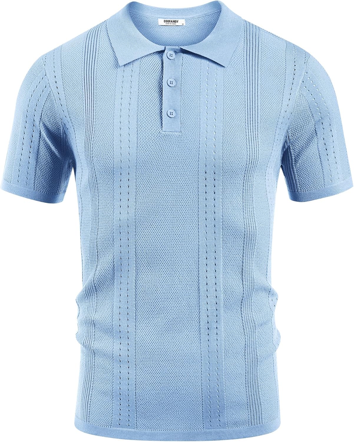 COOFANDY Mens Knit Polo Shirts Short Sleeve Textured Button Down Polo Shirt Cuban Guayabera Summer Beach Shirts - Image 7