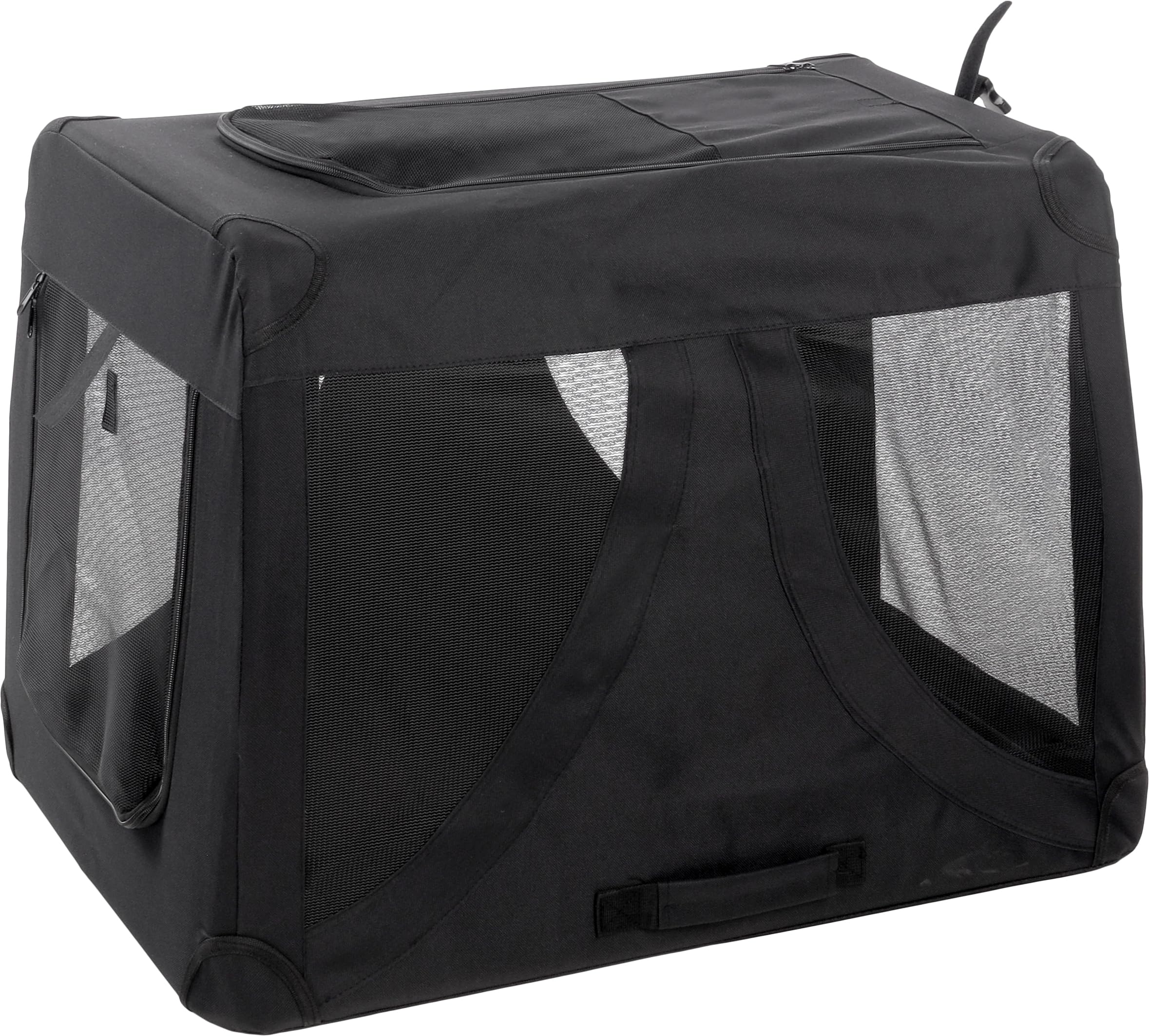 Flamingo Cage de Transport - Premium qualité Chien - Gepetto Noir 50x71x52cm - Facile à Assembler et avec Fond Amovible - Lavable - Légère avec Un Cadre renforcé et Pliable
