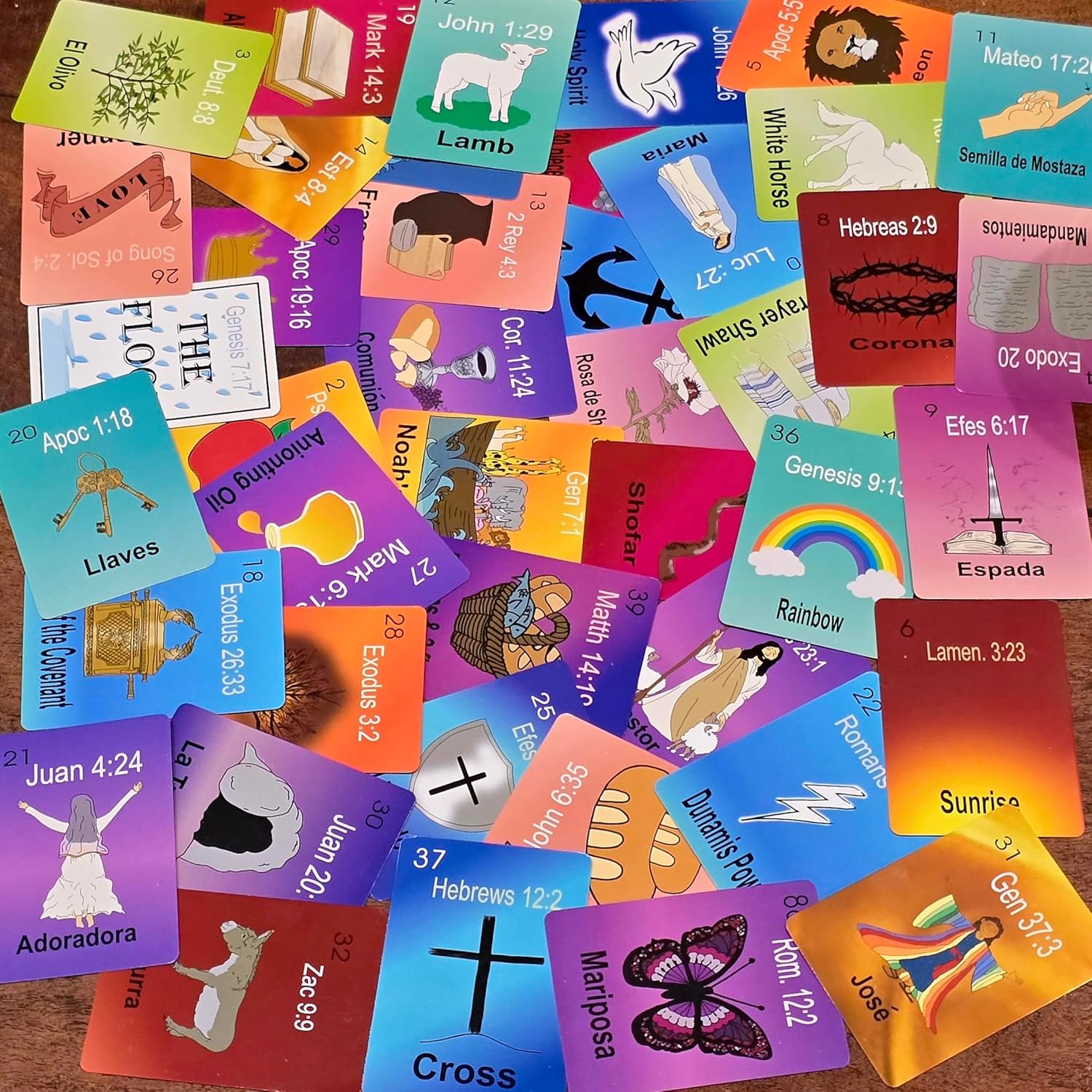 Bible Loteria Game - Christian Bingo - Easy Family-Friendly Party Games - Religious - Card Games for Adults, Large Group Games - Spanish Christian Game - 2-10 Players