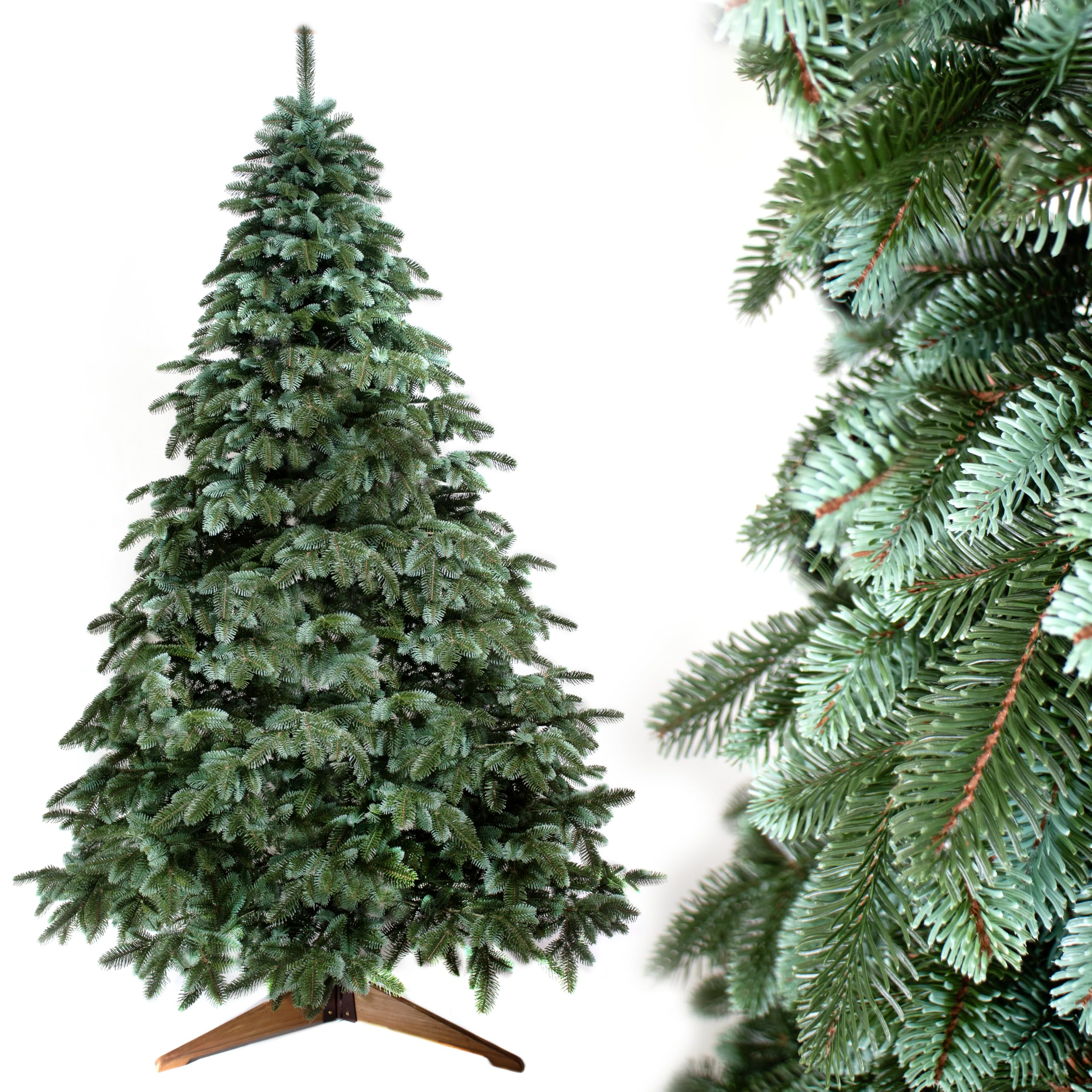 Árbol de Navidad Artificial Evergreen Tree® 180 cm - Premium Árbol de Navidad Artificial 100% Inyección de Plástico con Soporte de Madera Natural, Fabricado en la UE - Árbol de Navidad Artificial