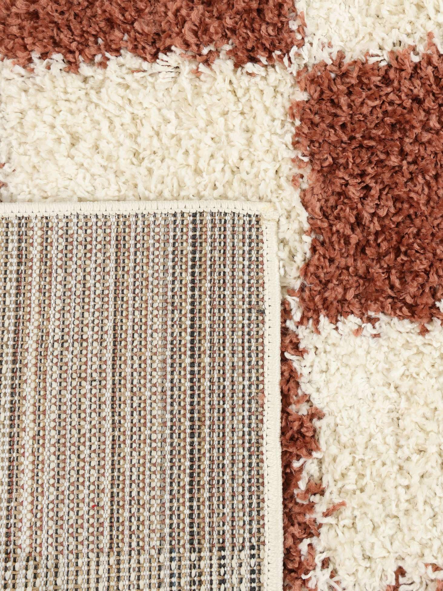 RugVista Chessie, Tappeto, Moderni, 100 x 160 cm, Rettangolare, Pelo medio, Soggiorno, Camera da letto, Lavabile solo a secco, Ruggine/Off Bianco