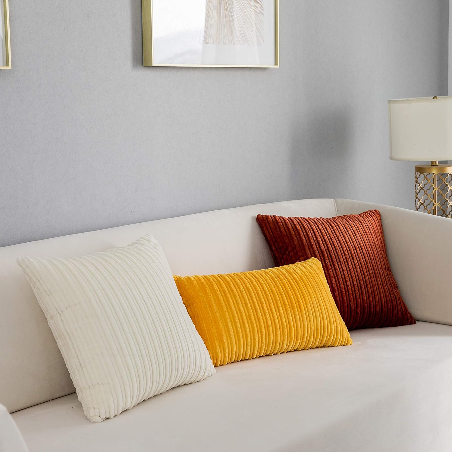 Kevin Textile Set of 2 Fall Pillow Covers Solid Supersoft Corduroy Handmade Decorative Velvet Throw Pillow Cushion Cover for Seasonal Autumn, Burnt Brick, 18x18 Inch(45cm) - Image 8