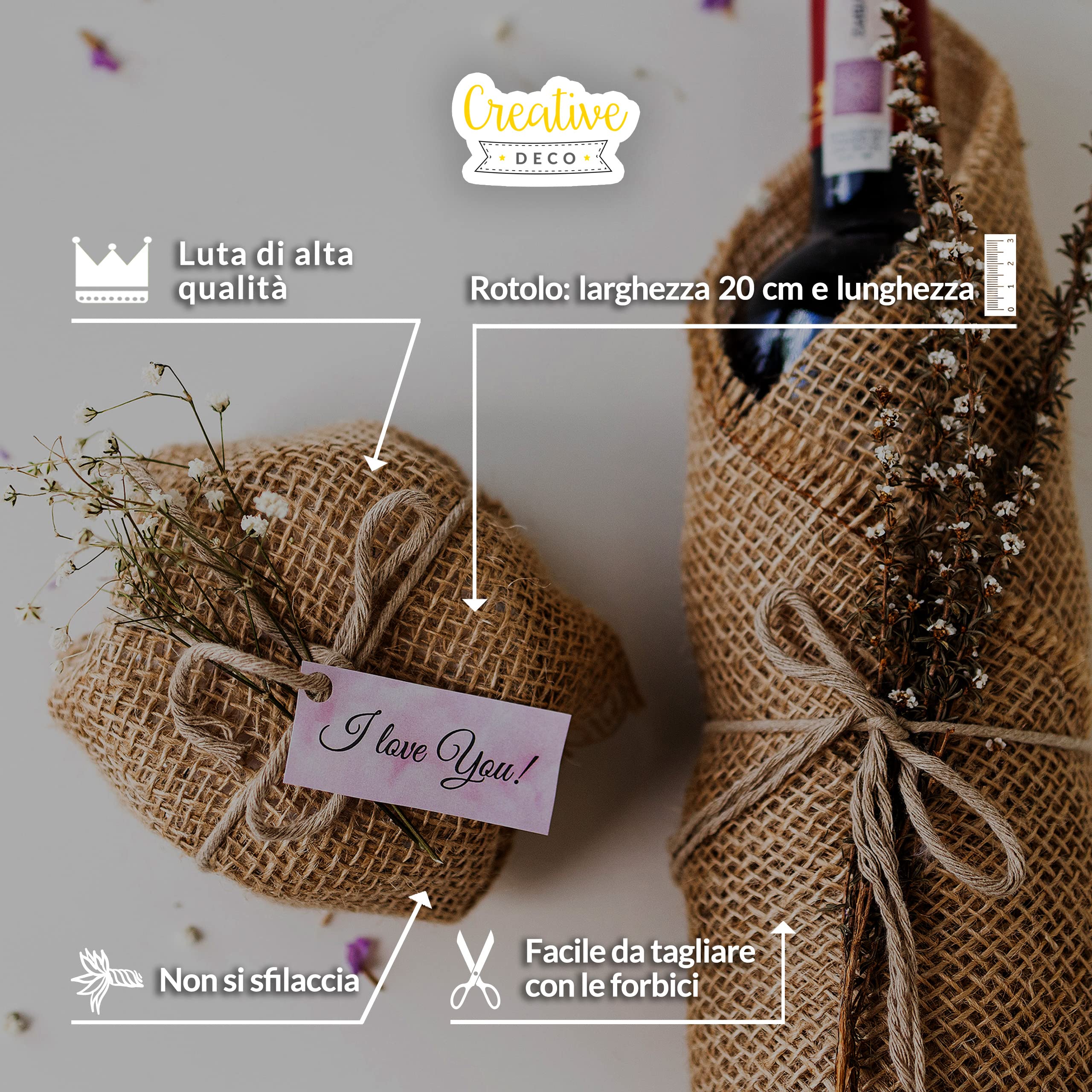 Nastro Di Juta Naturale - Rotolo 10m X 6cm - Per Decorazioni Matrimonio, Bomboniere E DIY - Foto 9