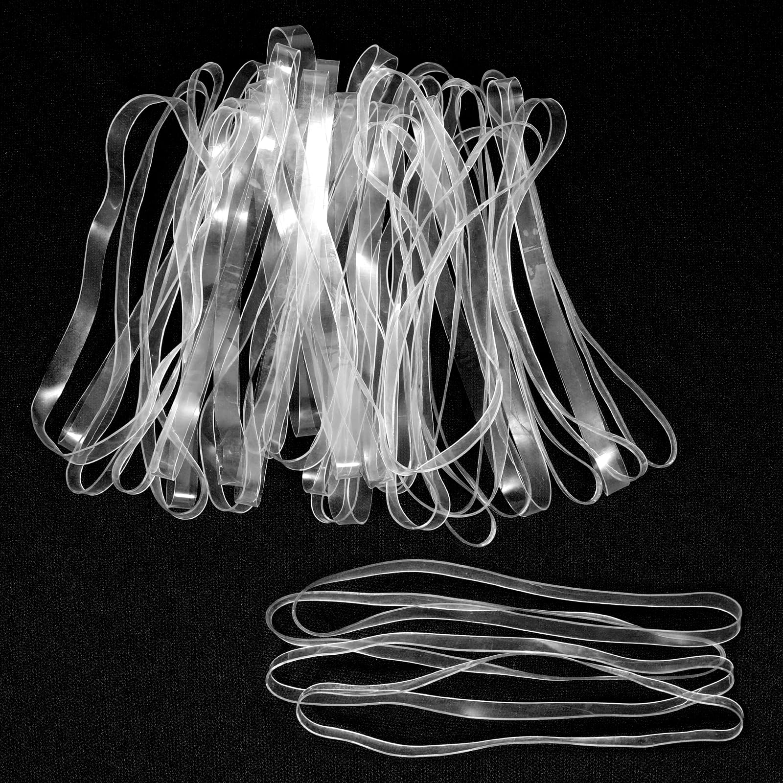 100Pcs Clear Large Rubber Bands, 200x5mm (Perimeter X Width) Large Elastic Bands TPU Heavy Duty Rubber Bands for Home Office Crafts Books gifts Notebook