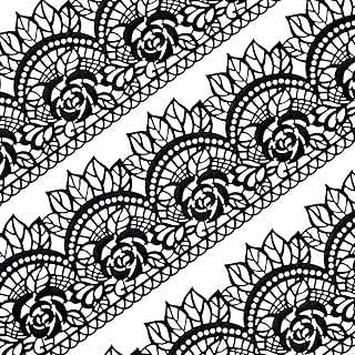Large Pre-Made Ready to Use Edible Cake Lace Rose Scallop Black 14-inch 10-piece Set
