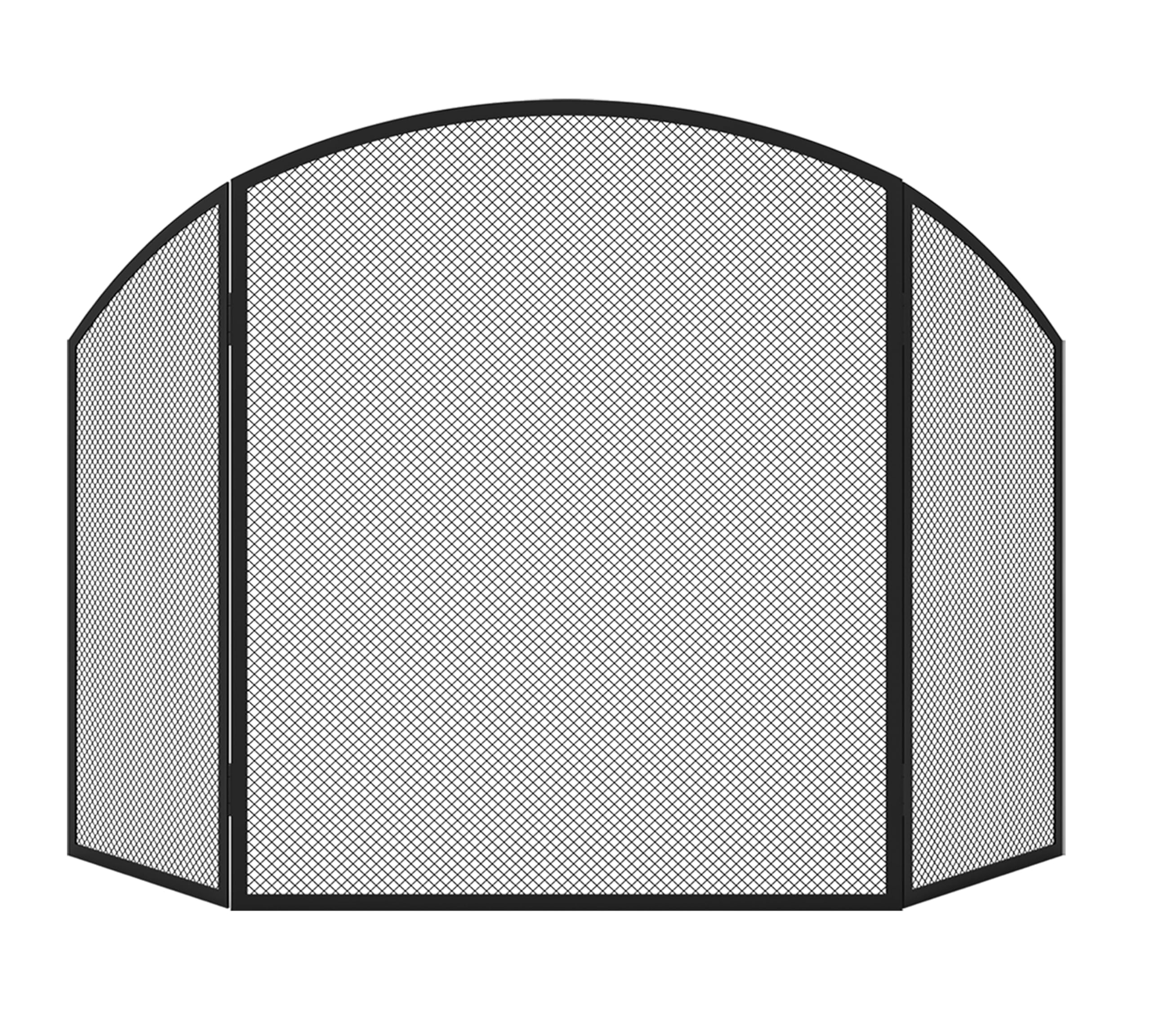 Pare-étincelles 3 panneaux fer plat 96,5 cm x 61 cm revêtement poudre noire cheminée