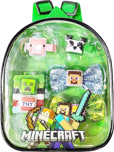 LUV HER Mochila Minecraft con accesorio para el cabello, juego de juguetes a partir de 3 años