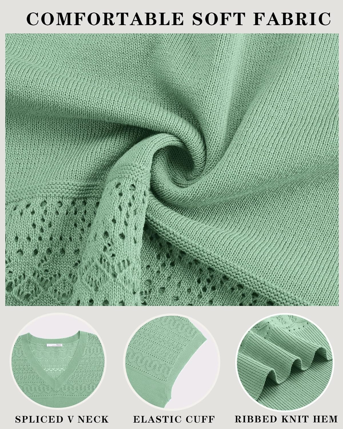 Messic Womens V Neck Sweater Vest Cap Sleeve Casual Lightweight Knit Pullover Tops - Image 5