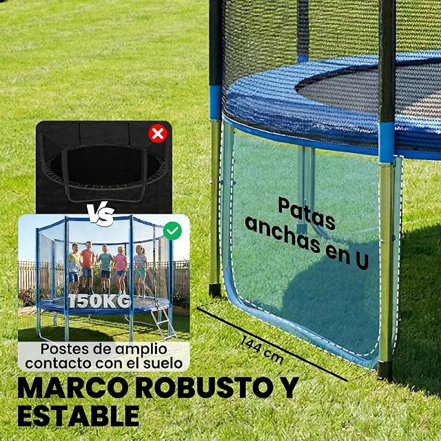 Foto 3 de 8 de SPORTNOW Cama Elástica para Exterior Ø366 cm con Red de Seguridad