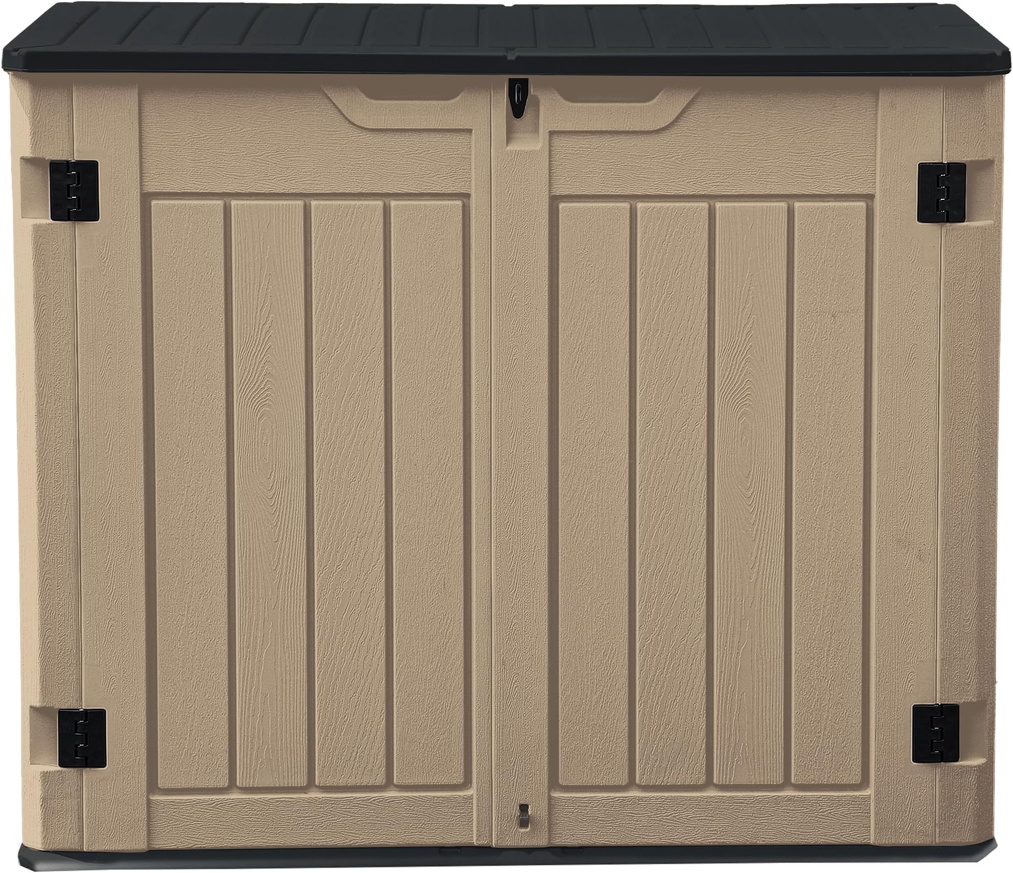 DWVO 35 Cu Ft Outdoor Horizontal Storage Shed w/o Shelf, 39 in Height Storage Sheds Lockable and Waterproof, Weather Resistant Resin Tool Shed for Storing Garden Tools, Brown