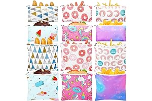 Reusable Snack Bags for Kids: Cute, Leakproof Food Storage Pouches (12 Pack)