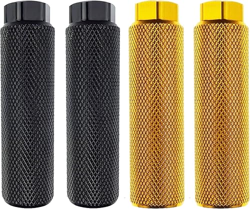Vista 19 de 2 pares de reposapiés de aleación de aluminio para bicicleta de montaña, clavijas de acrobacias traseras, compatibles con ejes de 3/8 pulgadas Negro