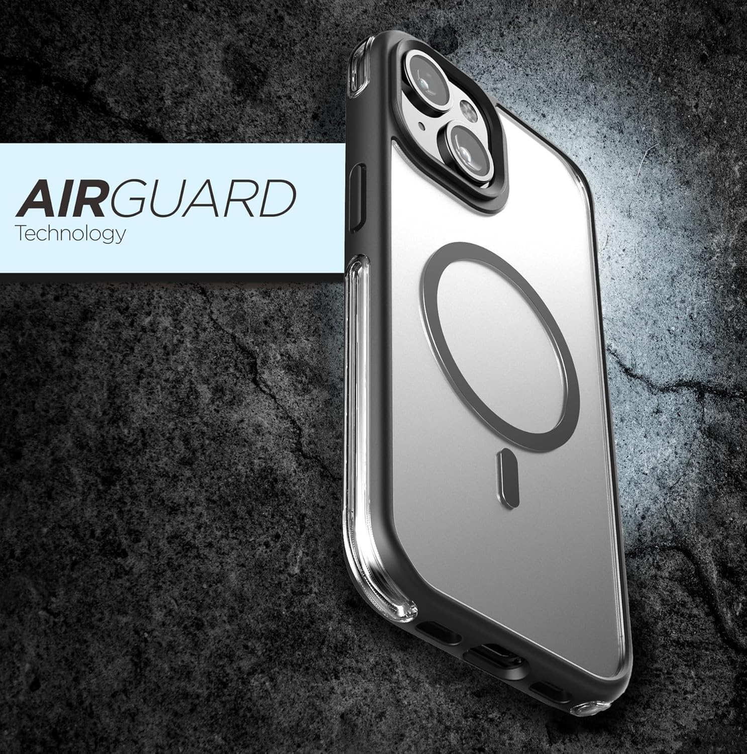 Encased MAG Belt Case Designed for iPhone 15 Case with Holster Clip - Protective AirGuard Technology (Black/Clear) Compatible with MagSafe - Image 2