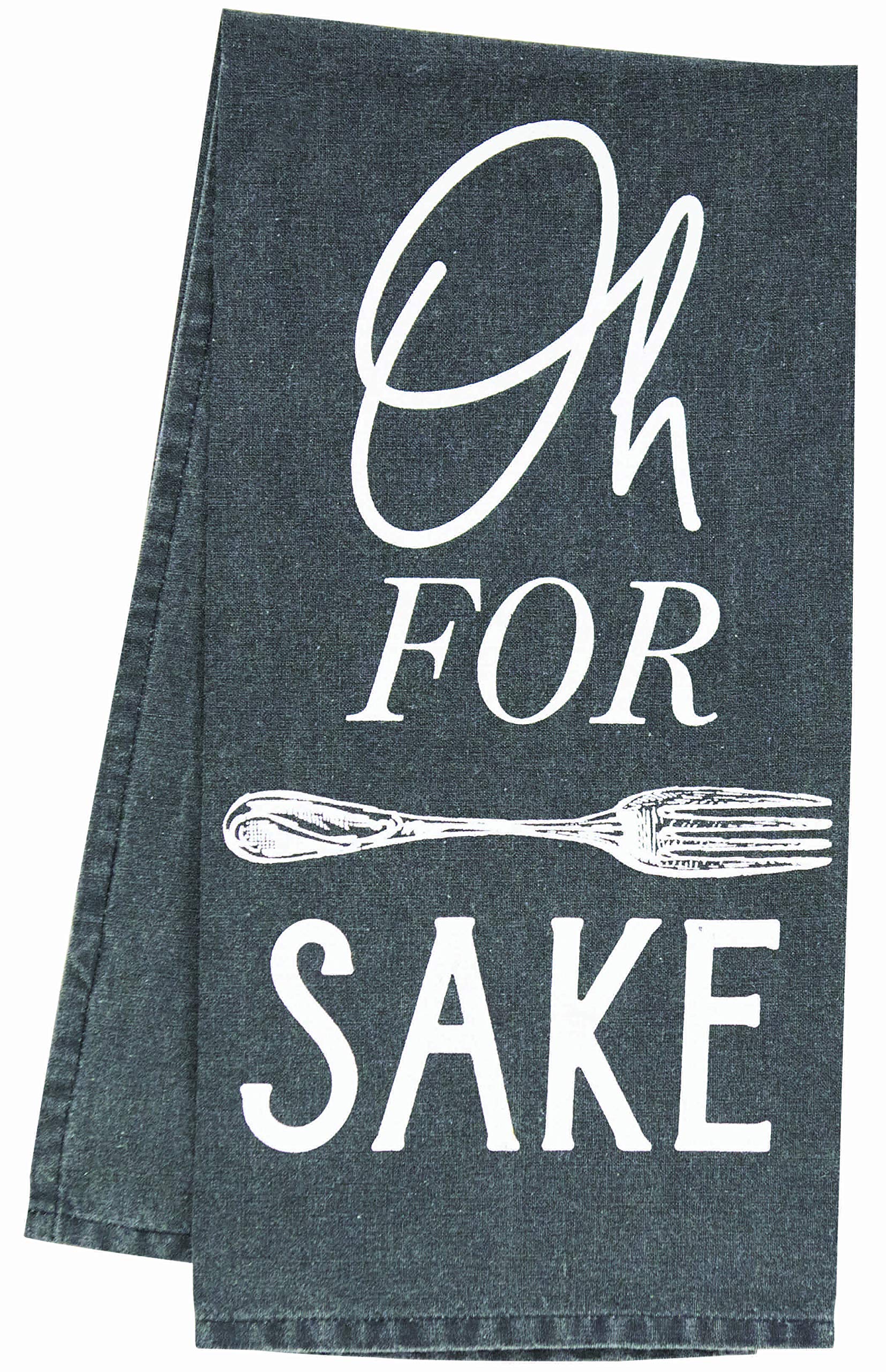 Col House Designs Funny Kitchen Towels with Sayings, Charcoal Grey - Funny Dish Towels (for Forks Sake)
